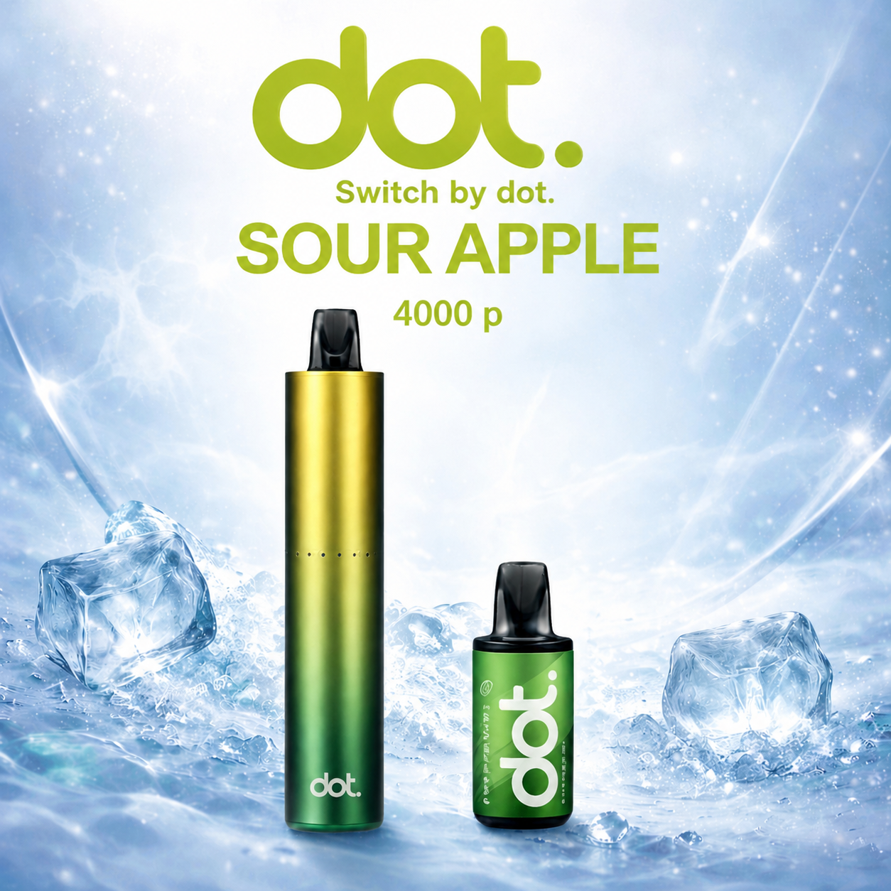 DOT SWITCH 一次性電子煙多款口味包裝與規格色卡對照圖